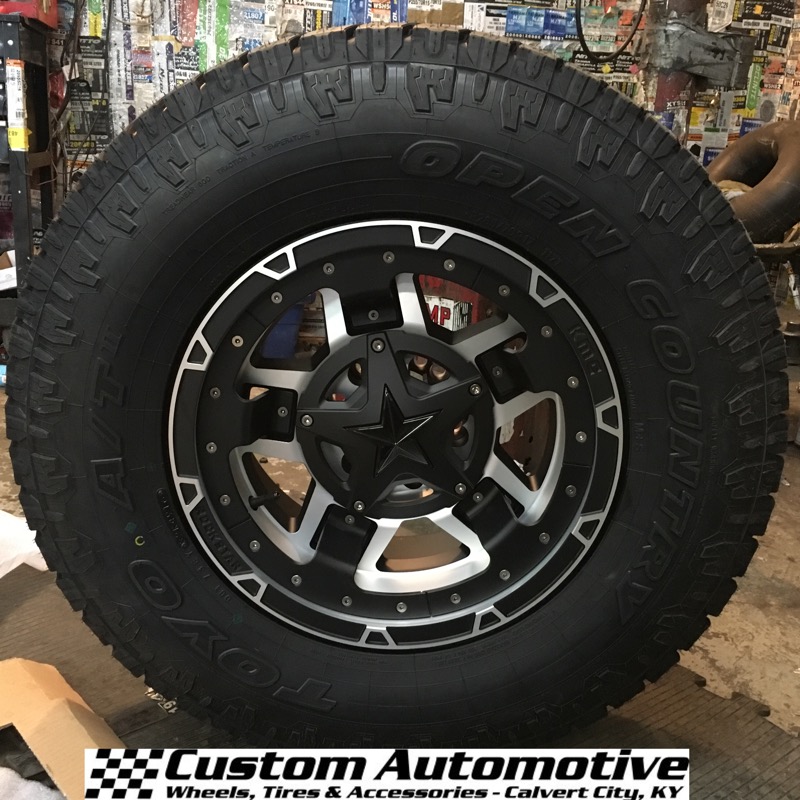 17x9 XD Rockstar III RS3 XD827 Black and Machined - 285/70r17 Toyo Open Country ATII