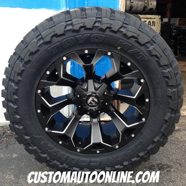20x10 Fuel Assault D546 Black and Milled - 35x12.50r20 Toyo Open Country MT